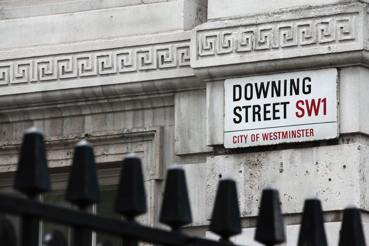 Straßenschild Downing Street London