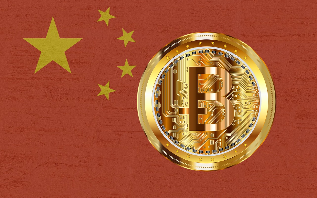 Fahne China Bitcoin