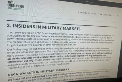 Report Warns Prediction Markets Could Tip Foreign Adversaries to Sensitive US Military Operations