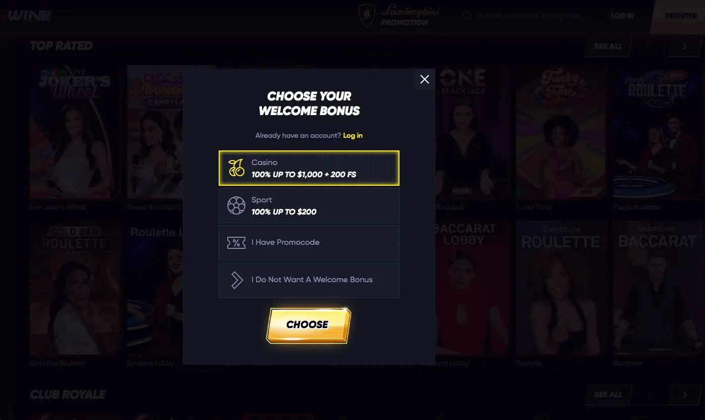 Registrazione al Casino Quickwin