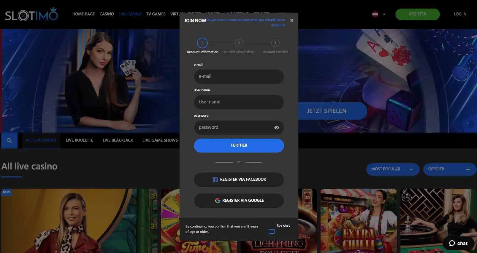 Vorschau zum Anmeldeverfahren im CasinoFriday