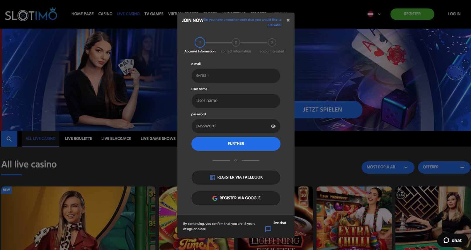 Vorschau zum Anmeldeverfahren im CasinoFriday