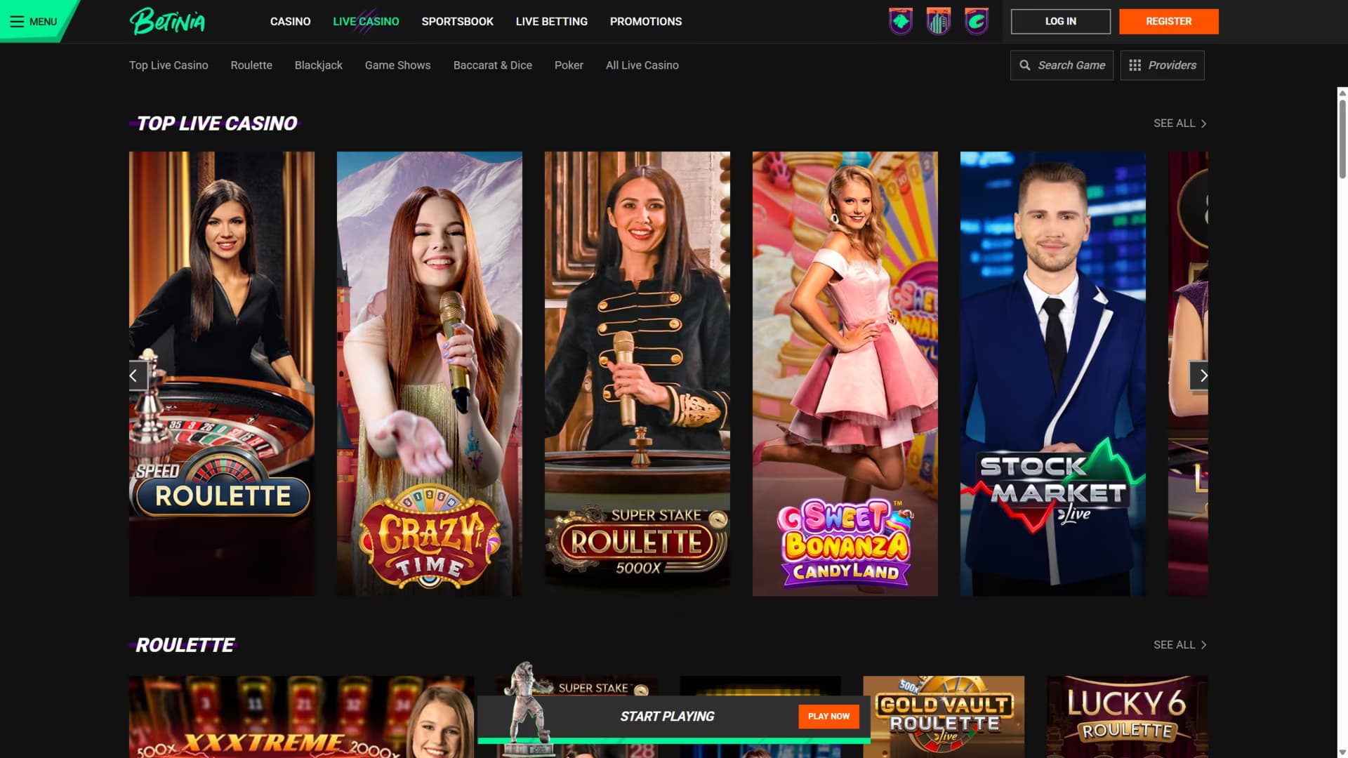 Betinia free spins