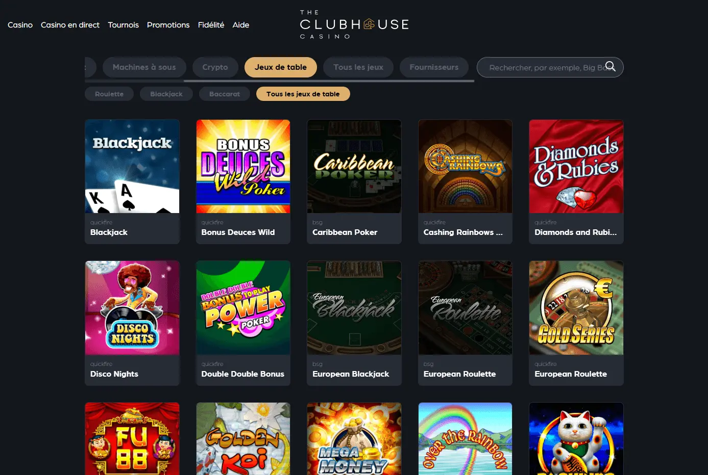 The Clubhouse Casino - tables games