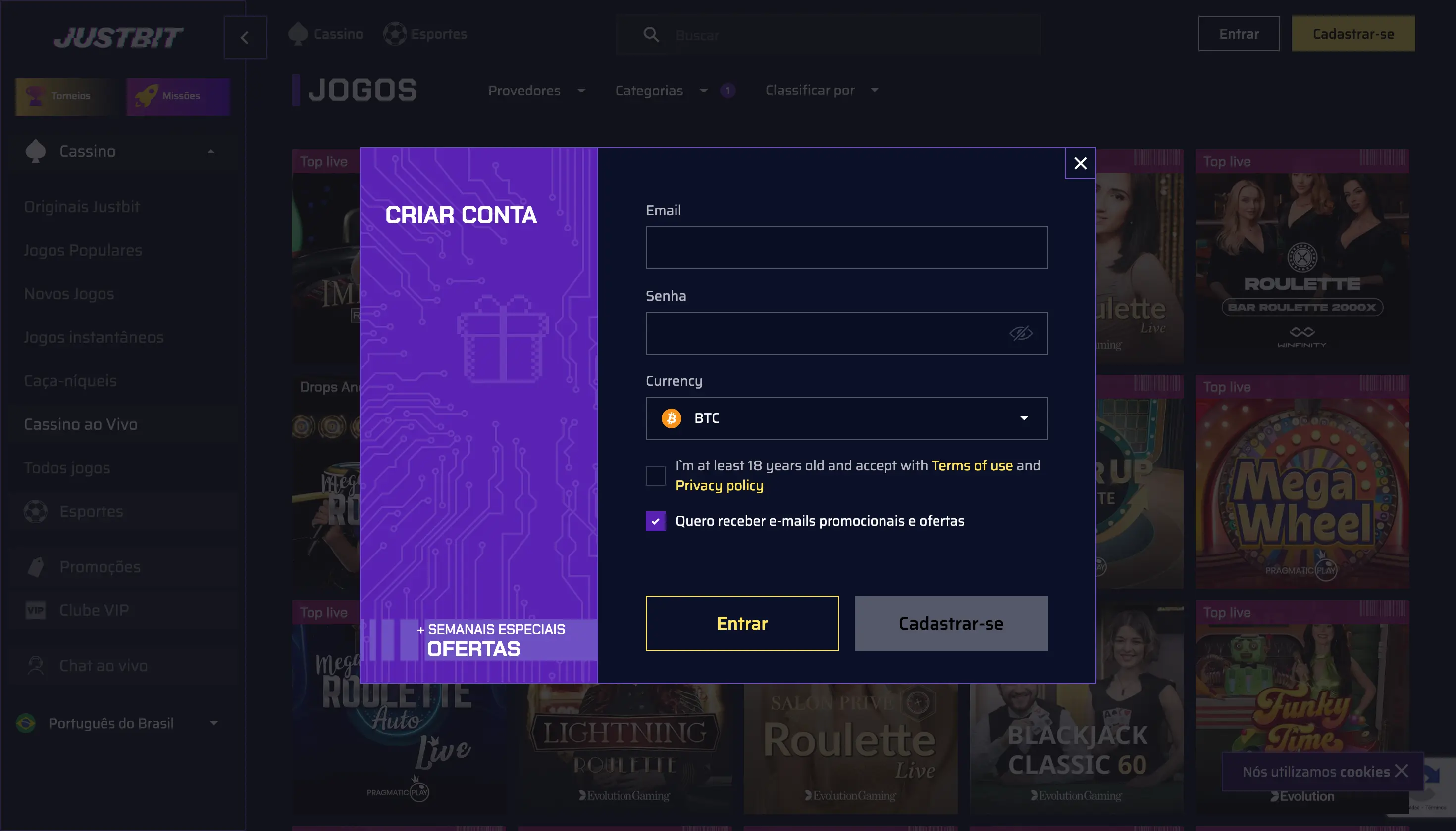 Cadastro em JustBit