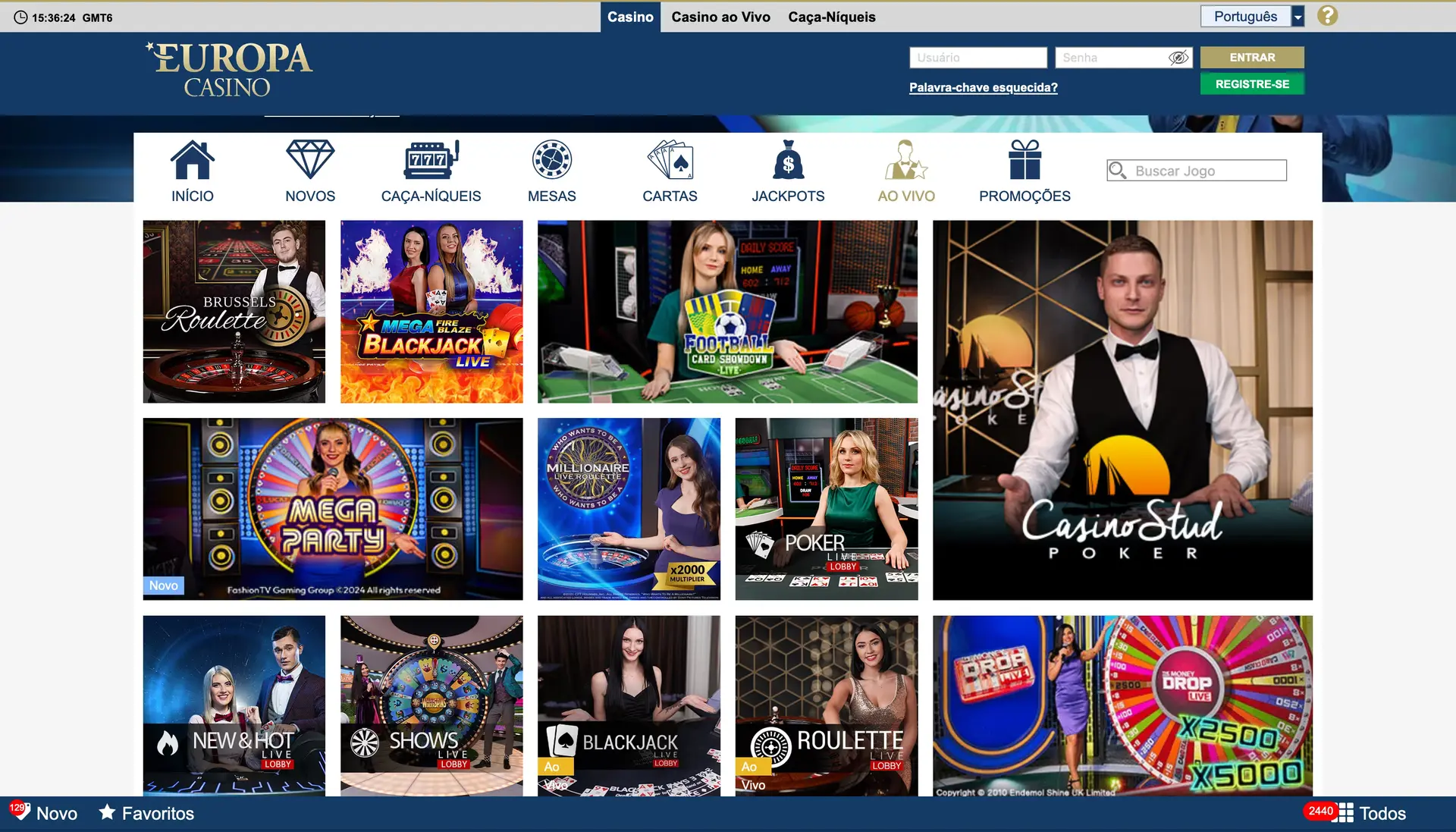 Europa Casino BR Live Dealer Screenshot Thumbnail