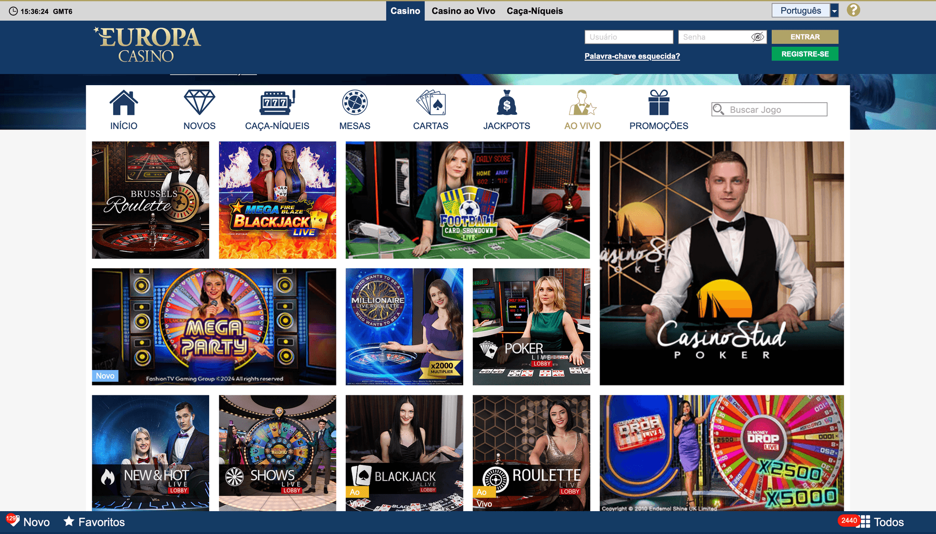 Europa Casino BR Live Dealer Screenshot Thumbnail