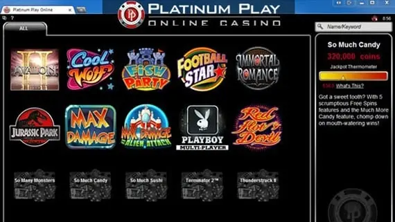 Lobby at Platinum Play Casino