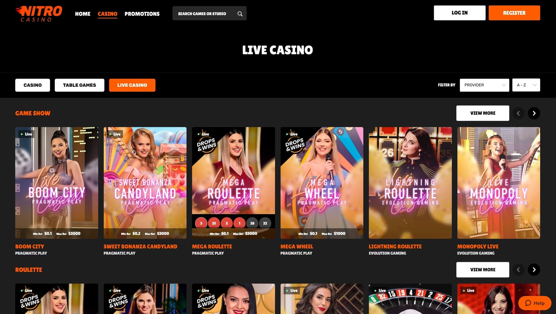 Nitro Casino Live Casino