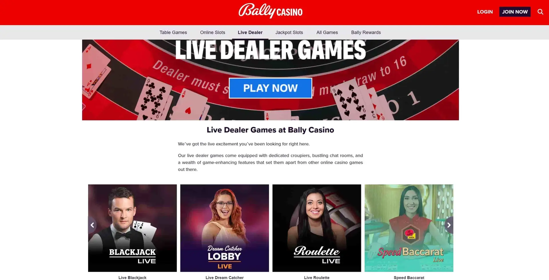 Bally Casino Live Dealer