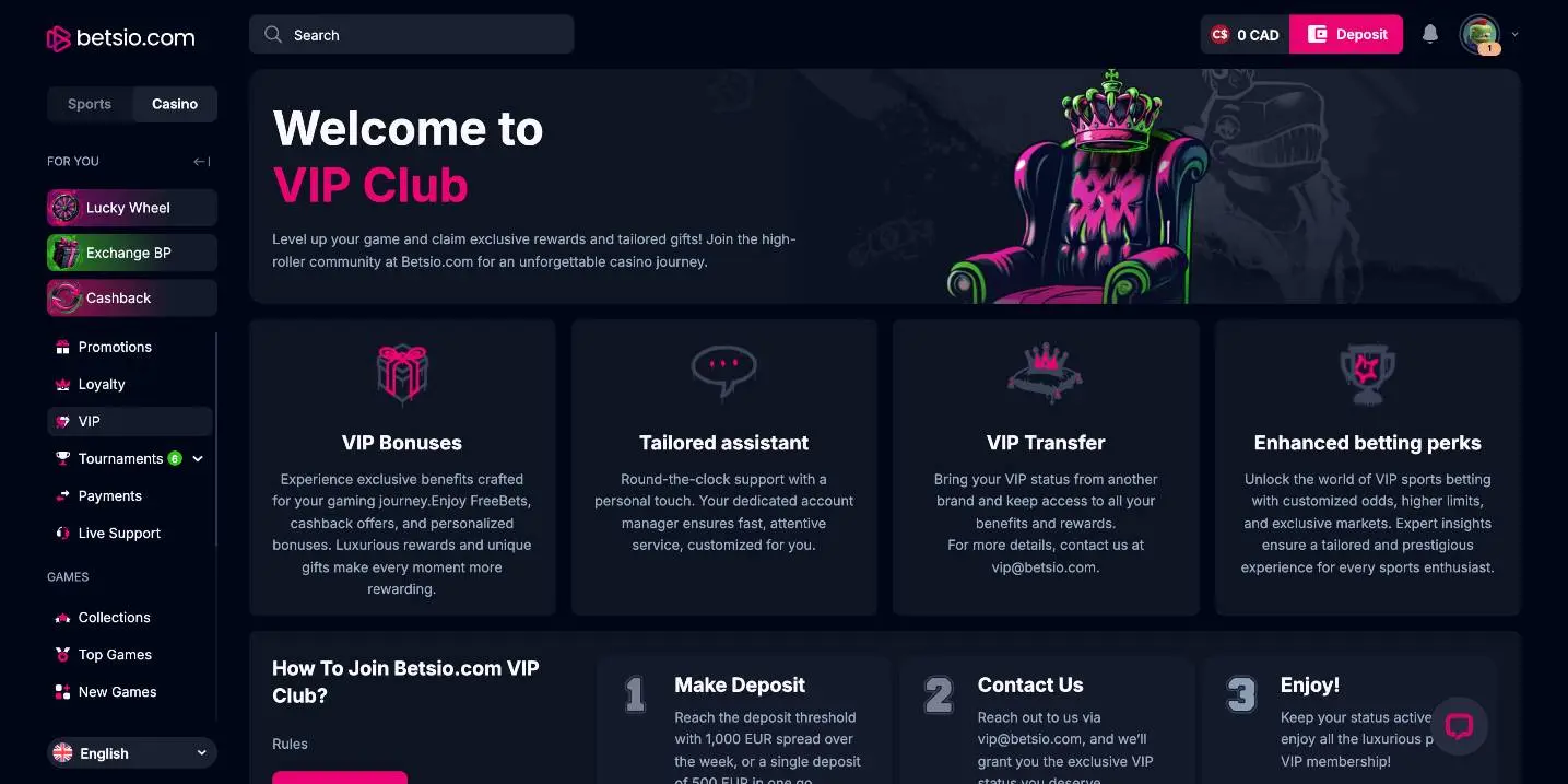 Betsio image 4 VIP club