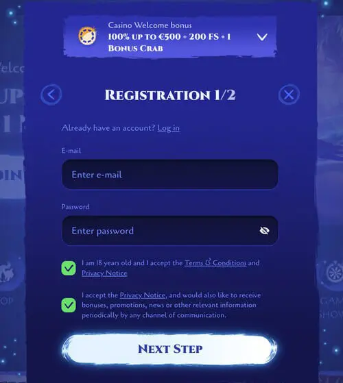 Spinight sign up details