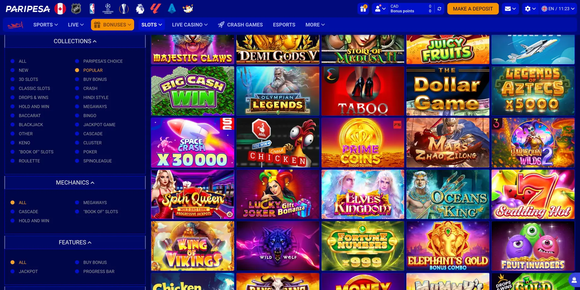 PariPesa popular slots
