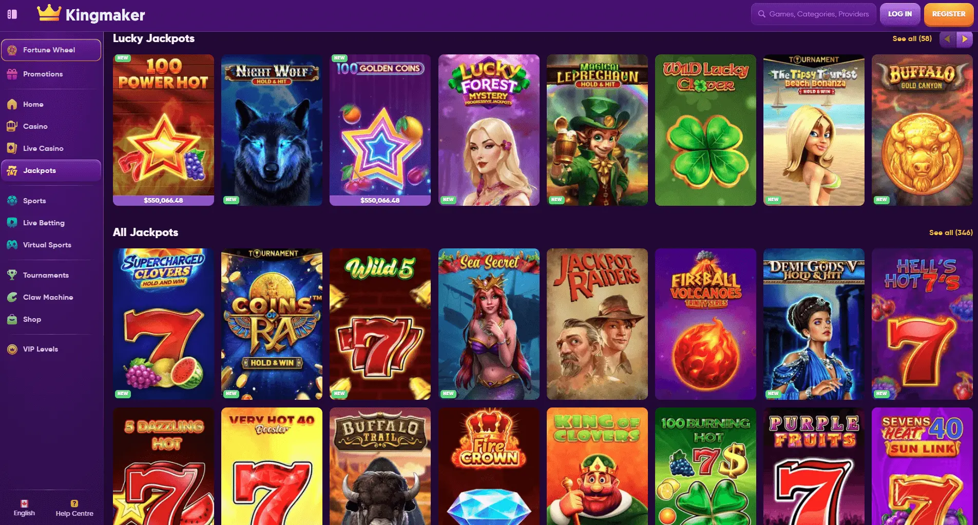 Kingmaker jackpots