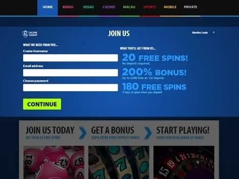 Screenshot of Registration Screen at BGO Thumbnail