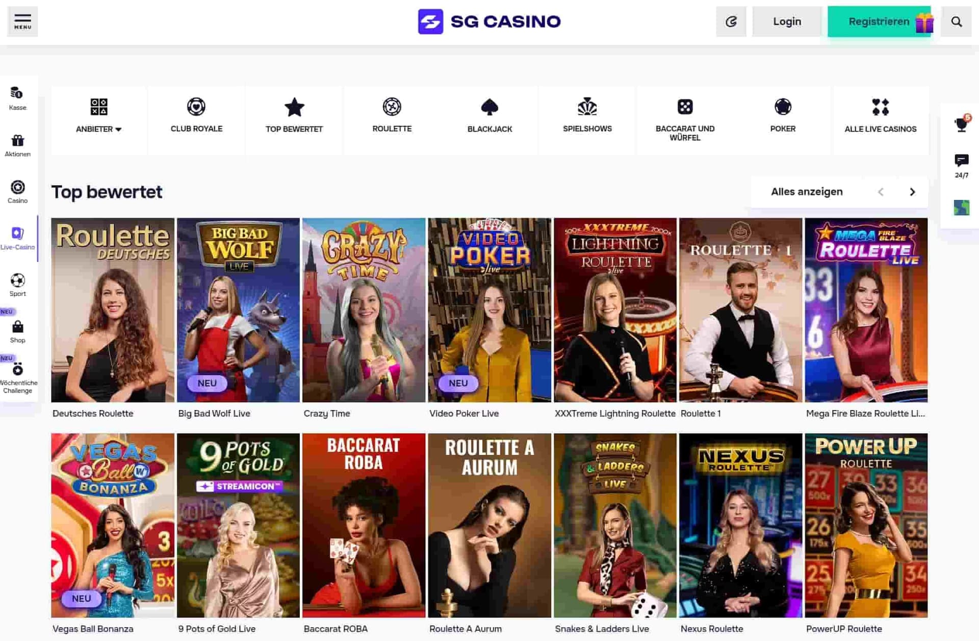 SG Casino Live-Spielen