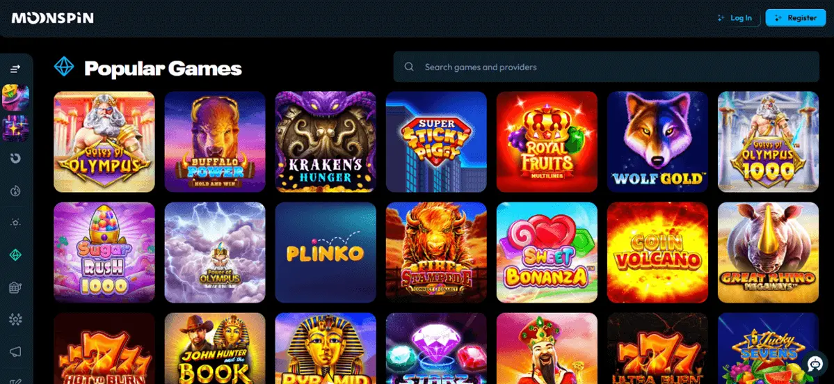 Moonspin popular games