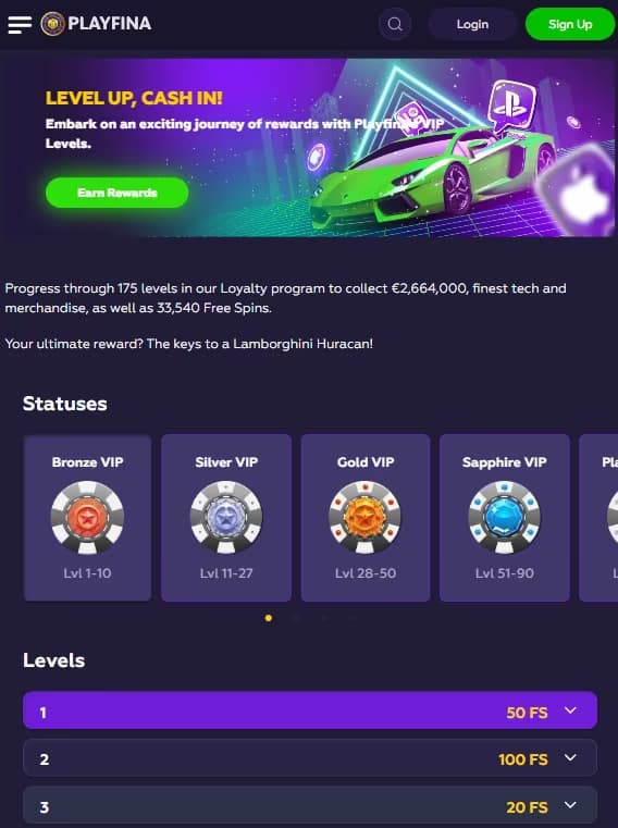 Playfina Casino loyalty program.jpg