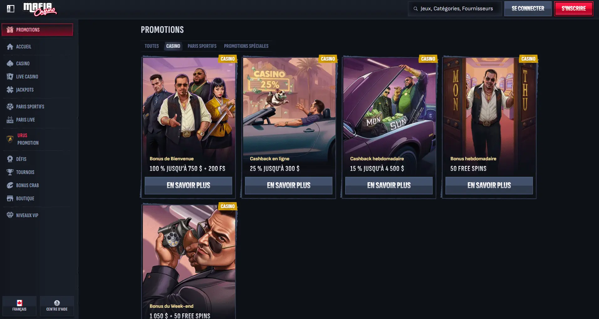 Mafia Casino promotions