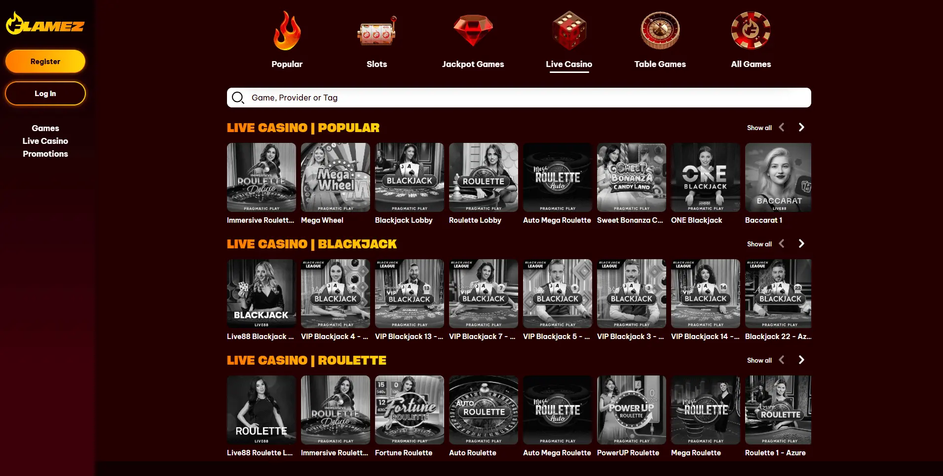 Flamez live casino