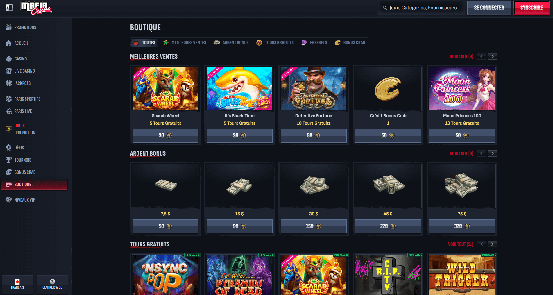 Mafia Casino shop