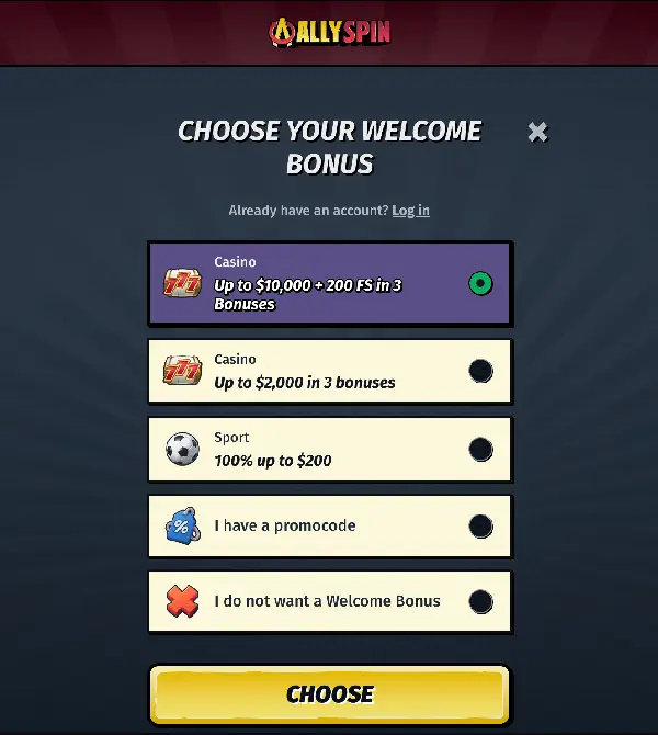 AllySpin Sign Up Step 3