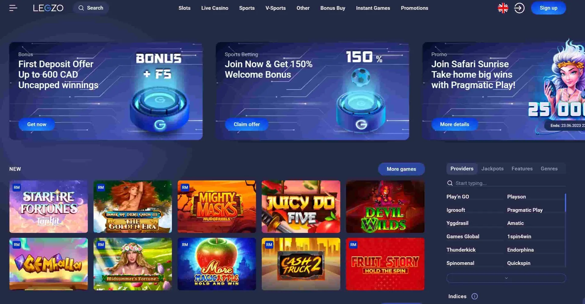 Legzo online casino games