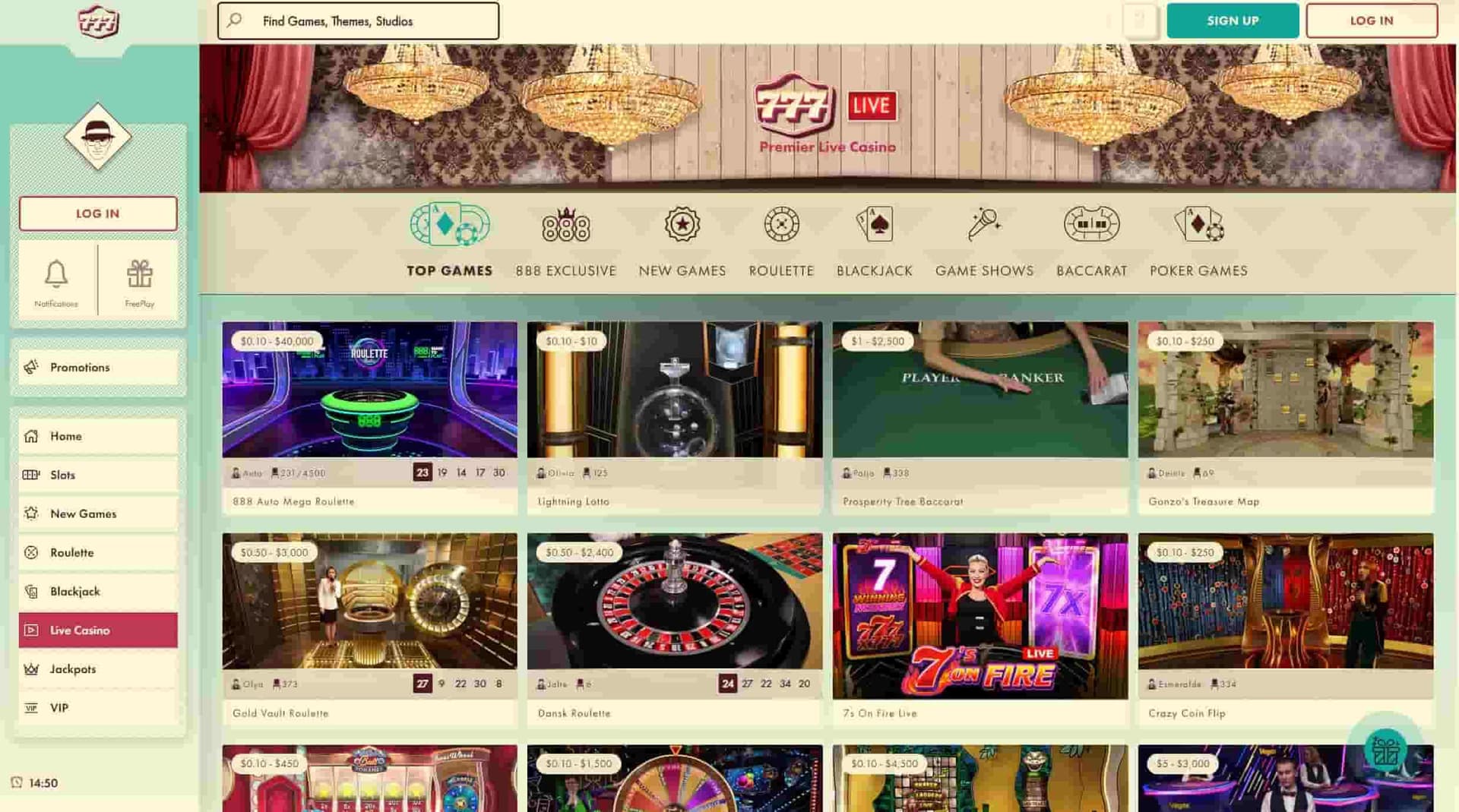 777 live casino