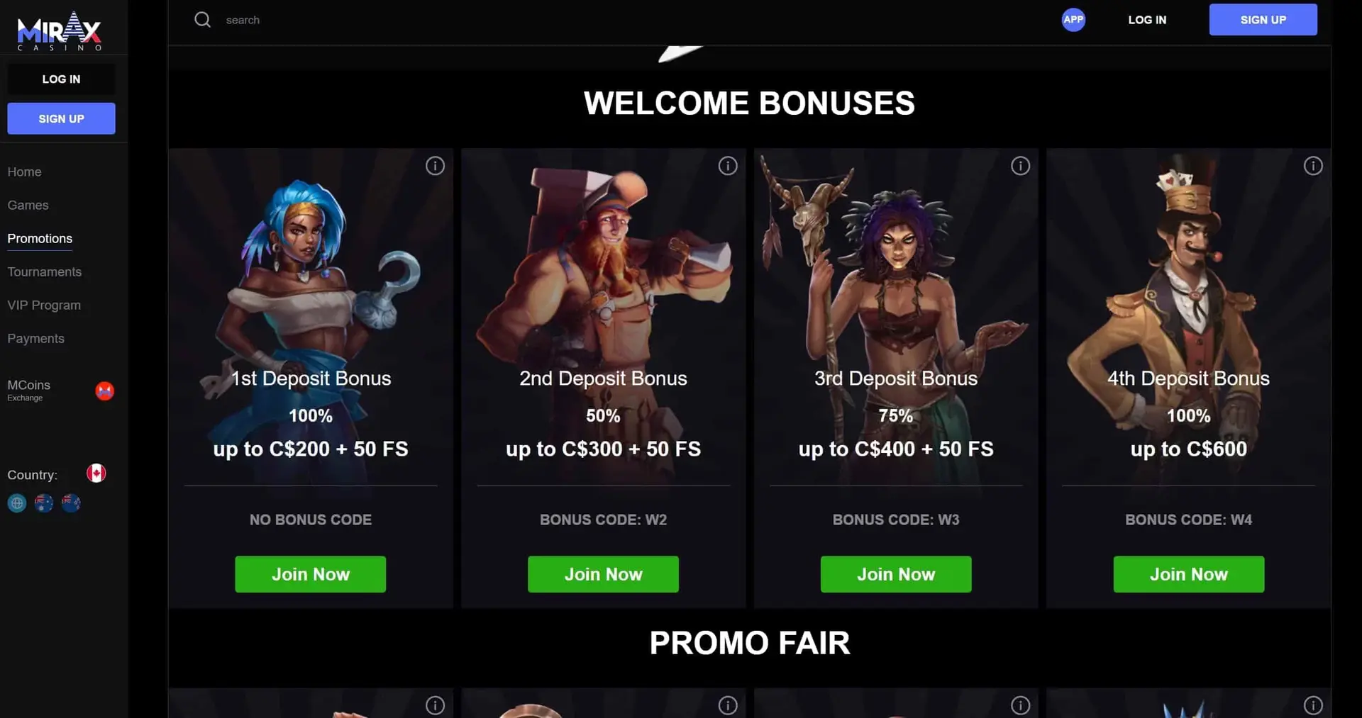 Mirax Casino Bonus
