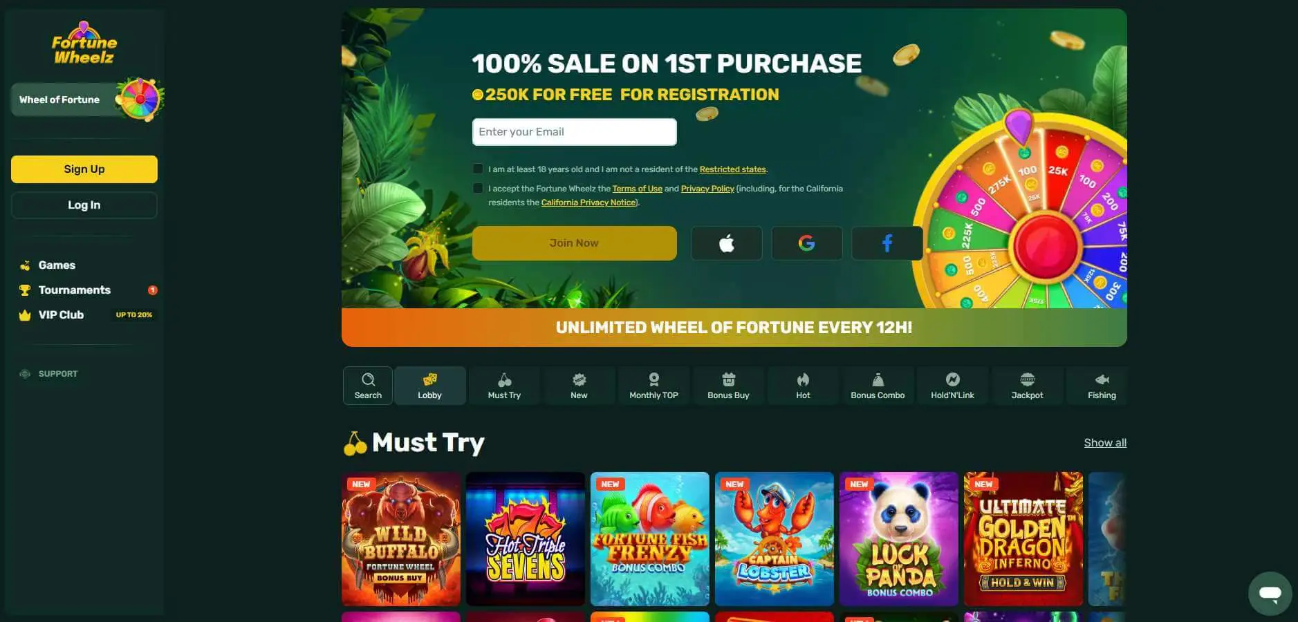 Fortune Wheelz lobby