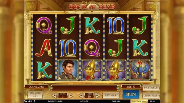 Screenshot of book of dead Casino Gods Thumbnail