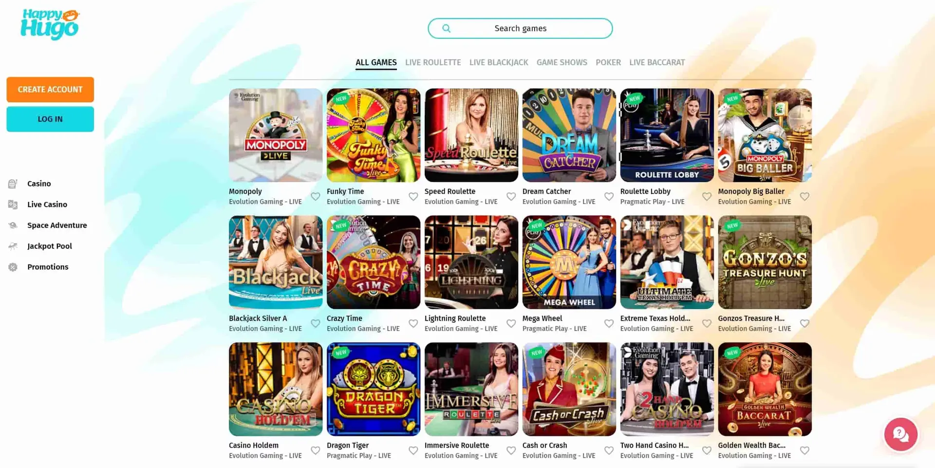 HappyHugo - Live-Spielen