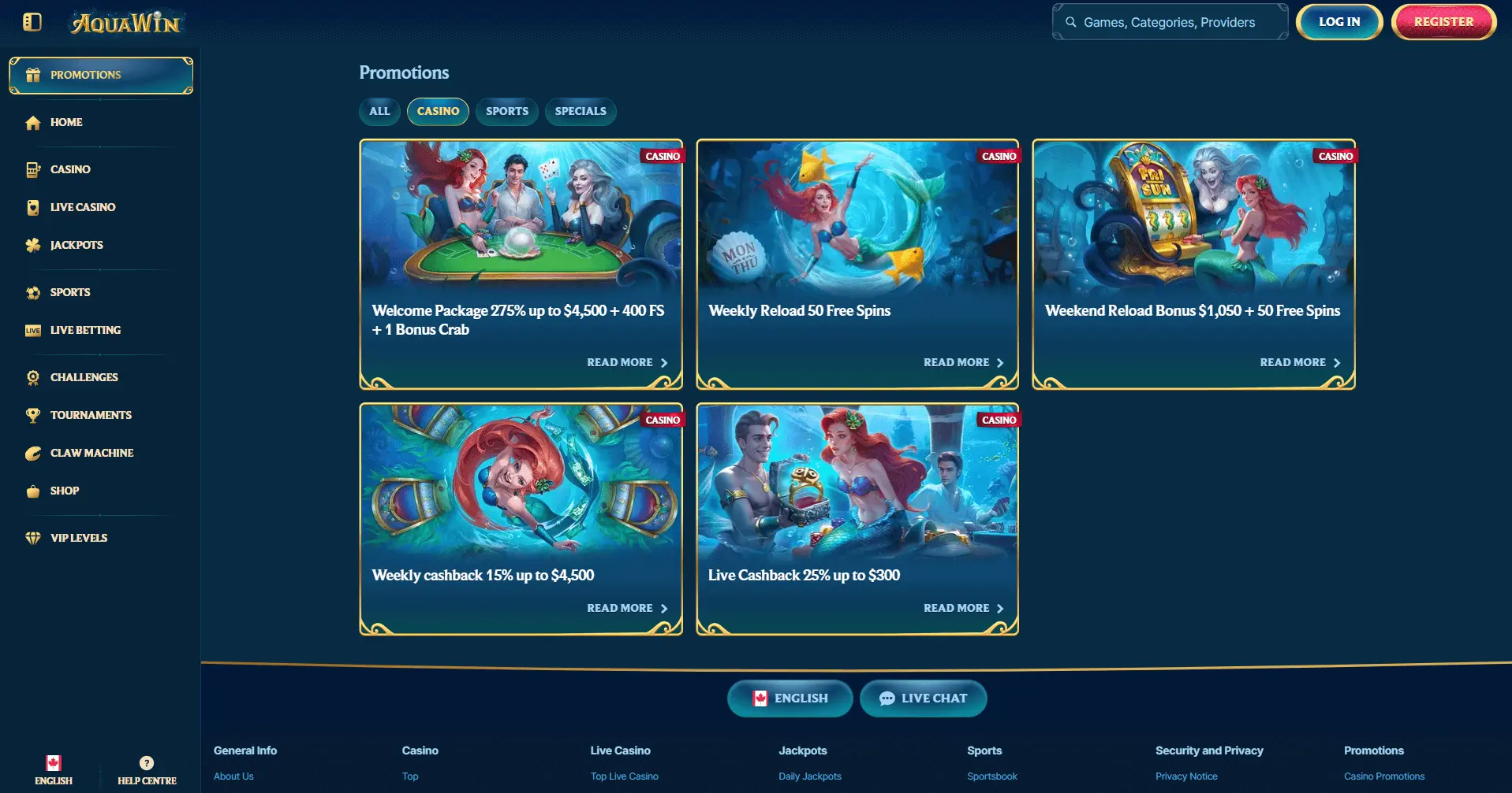 Aquawin bonuses