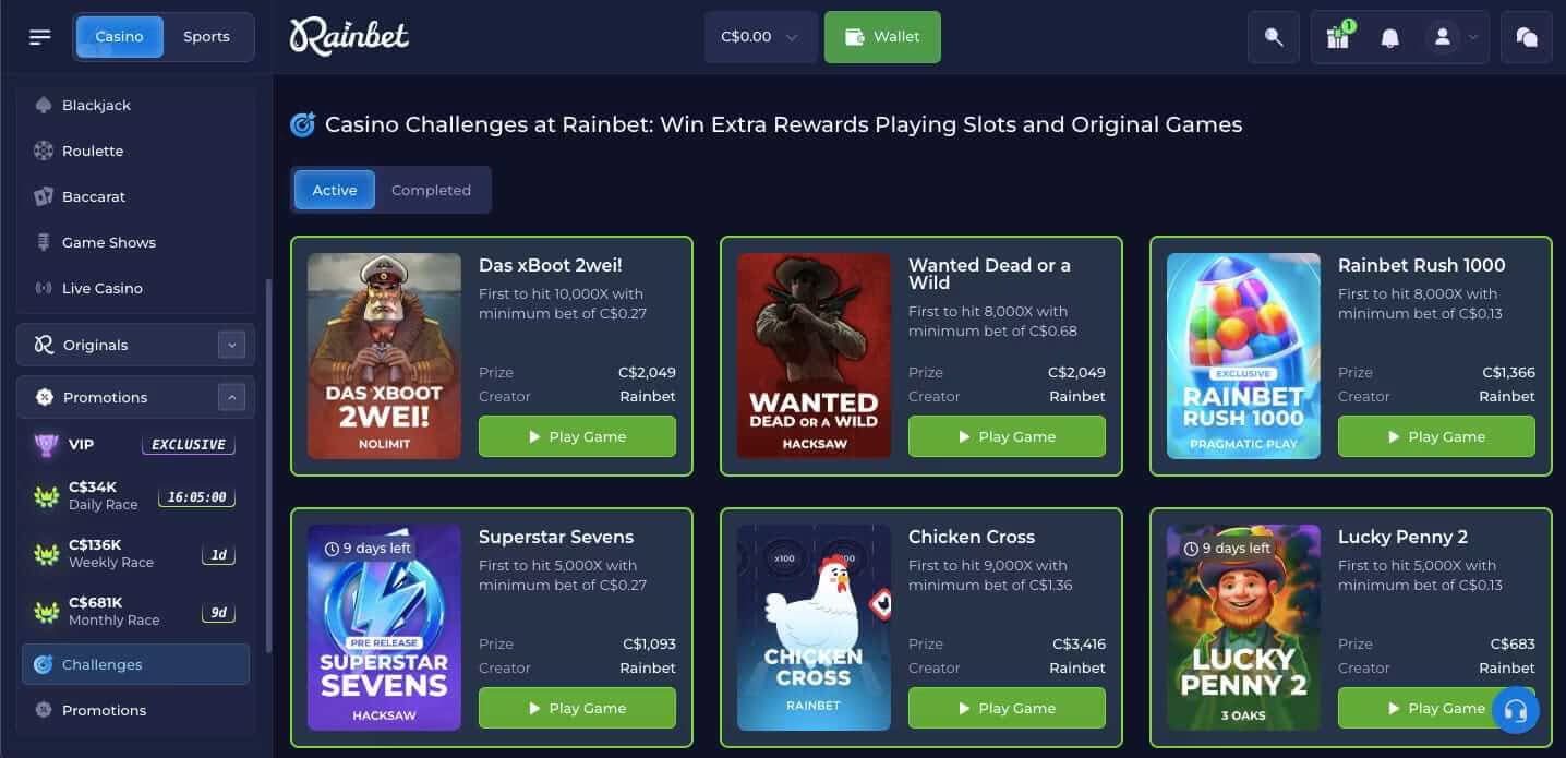 Rainbet Challeneges Screenshot (1)