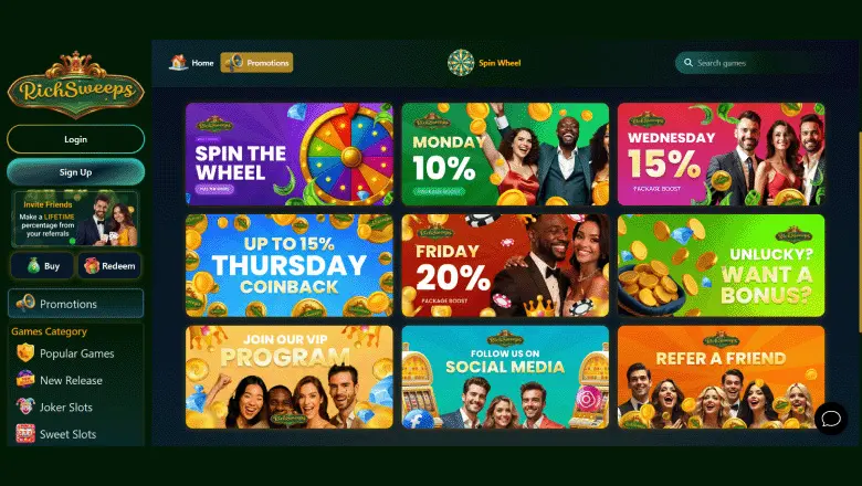 Rich Spin Casino Mobile App Promotional Interface