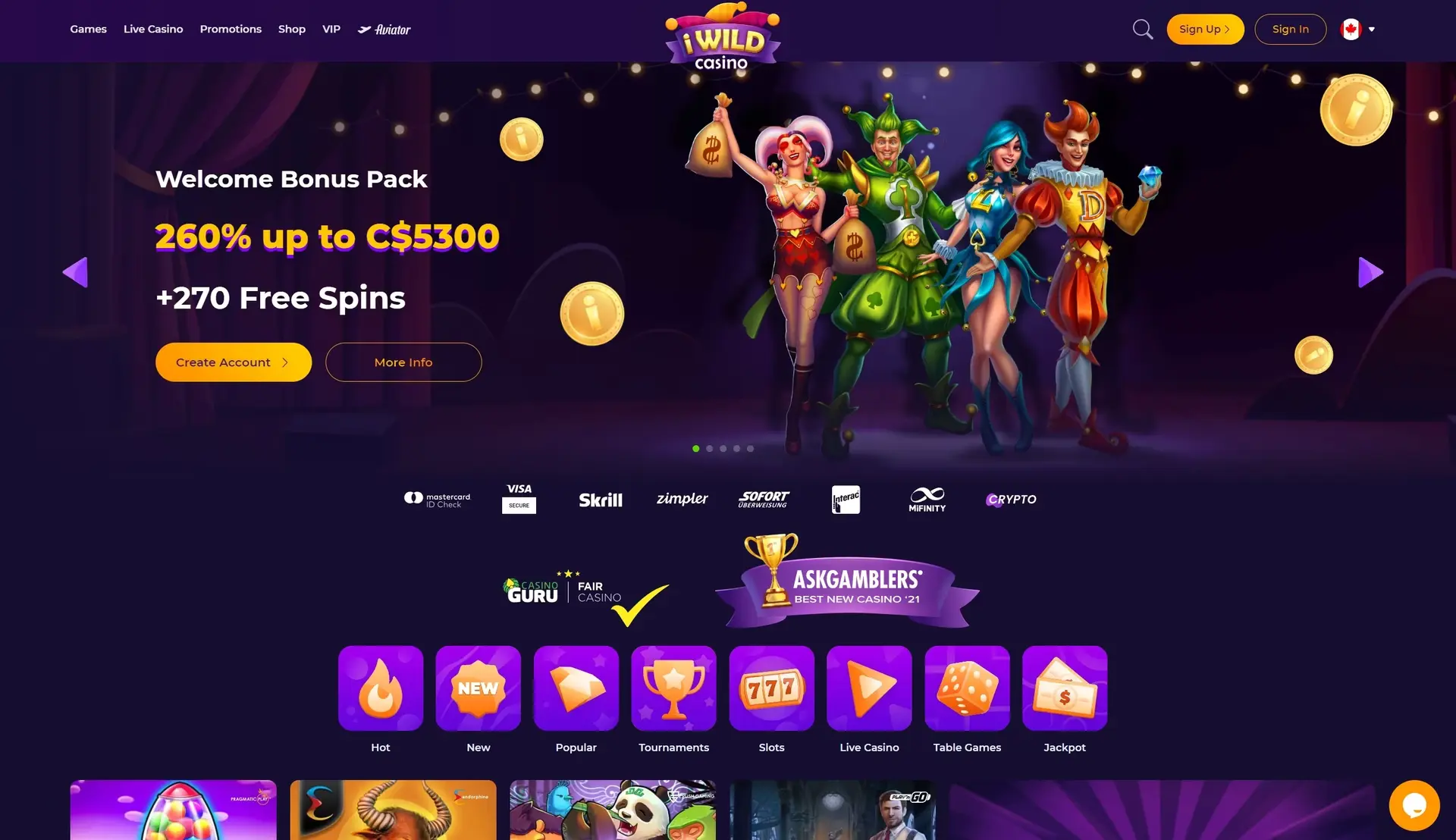 iWildCasino home