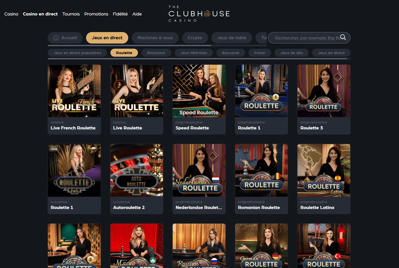 The Clubhouse Casino - Live roulette