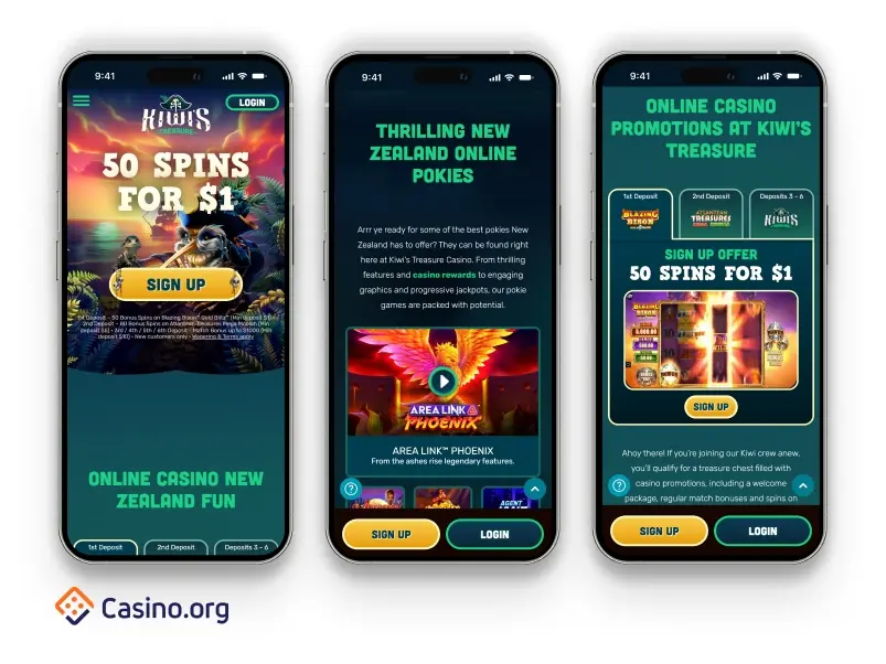 One Casino mobile interface showcasing games and features