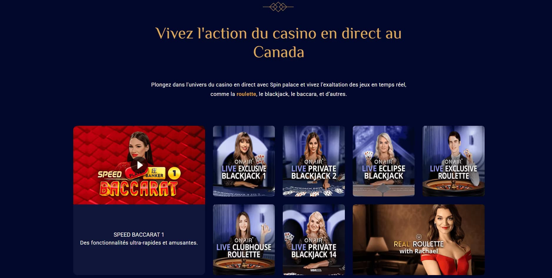 Spin Palace live casino