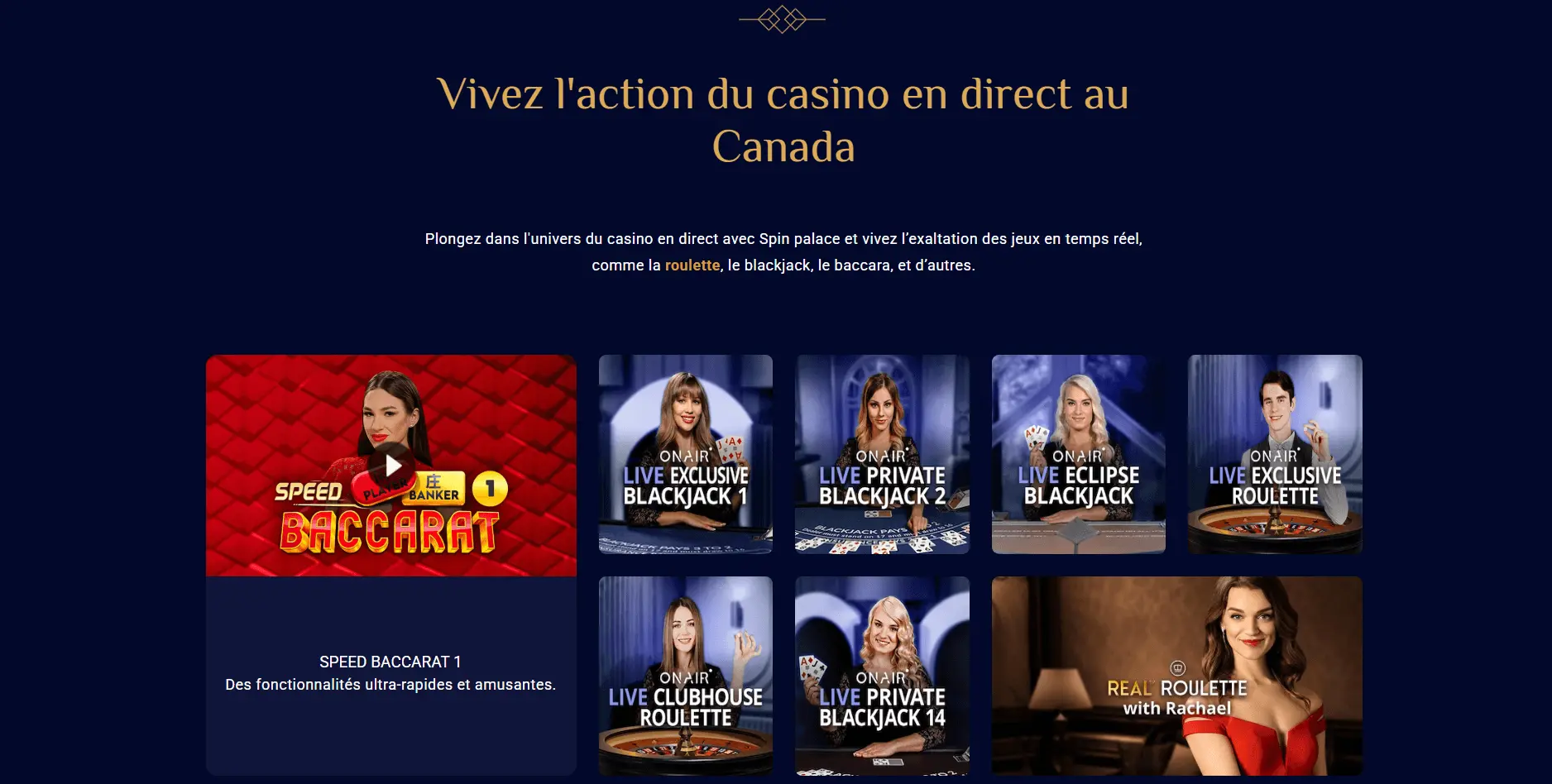 Spin Palace live casino