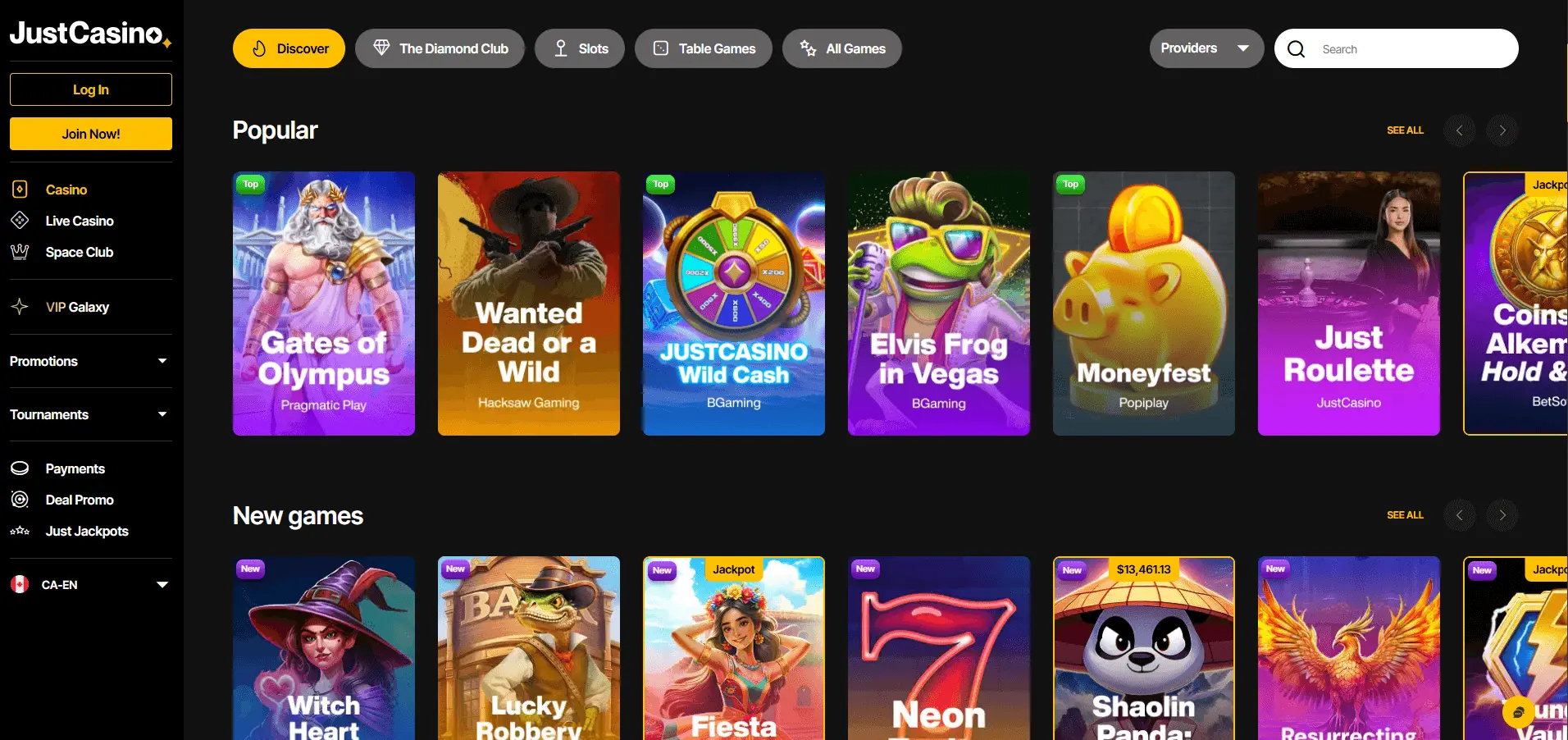 JustCasino homepage.png