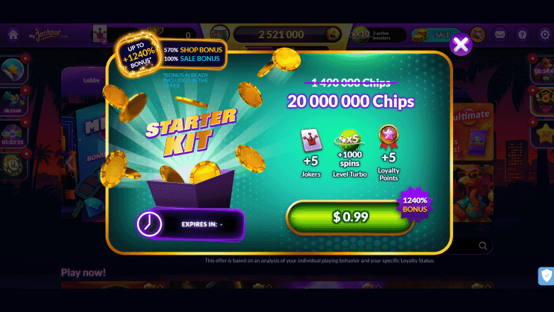 Interface du casino MyJackpot