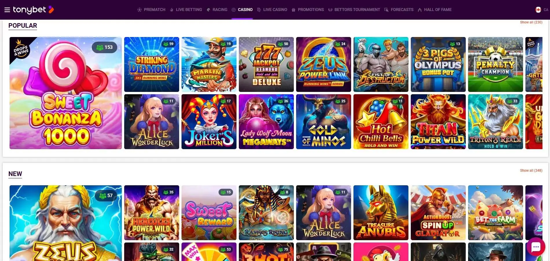 TonyBet Casino popular games.jpg