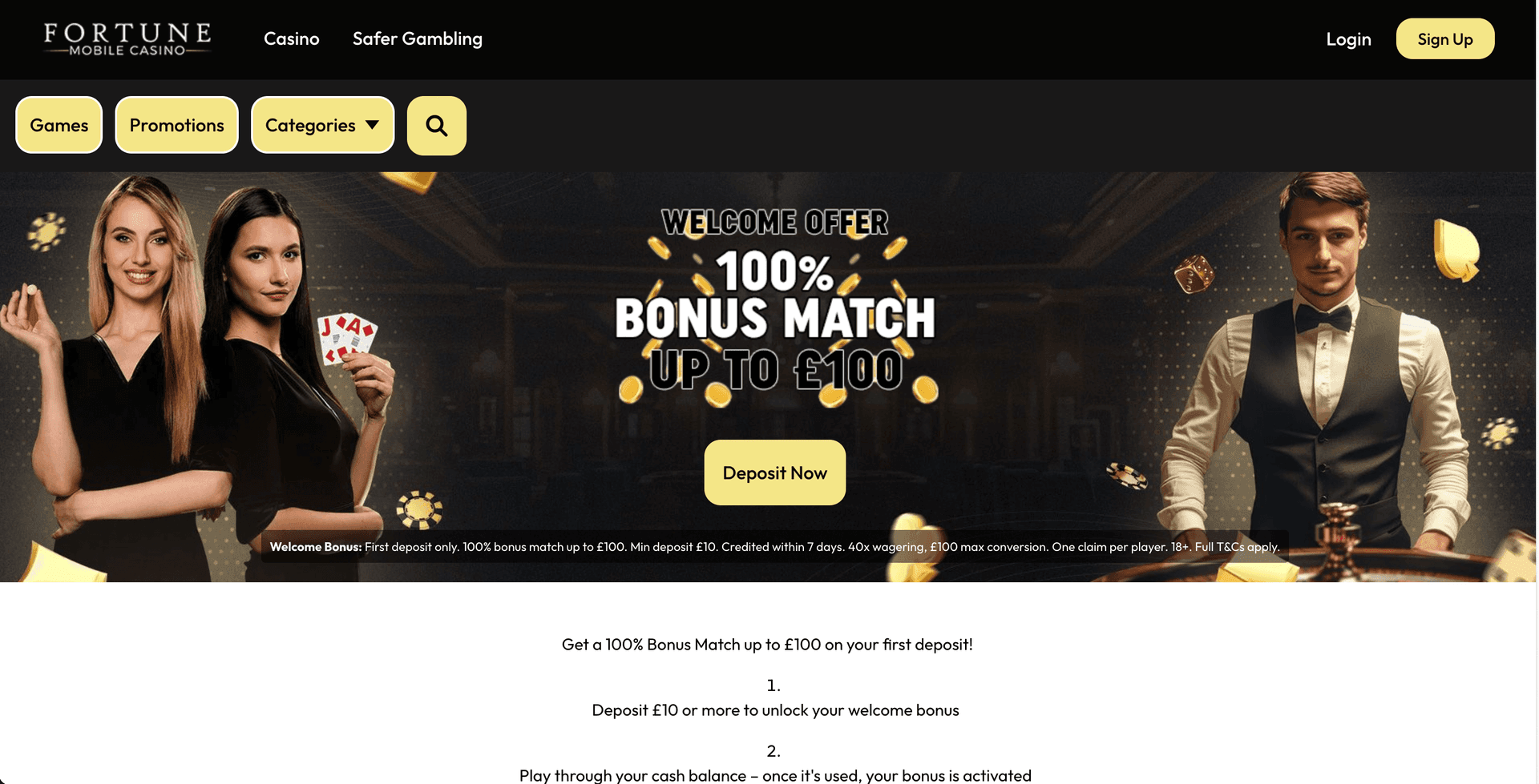 Fortune Mobile Casino Homepage