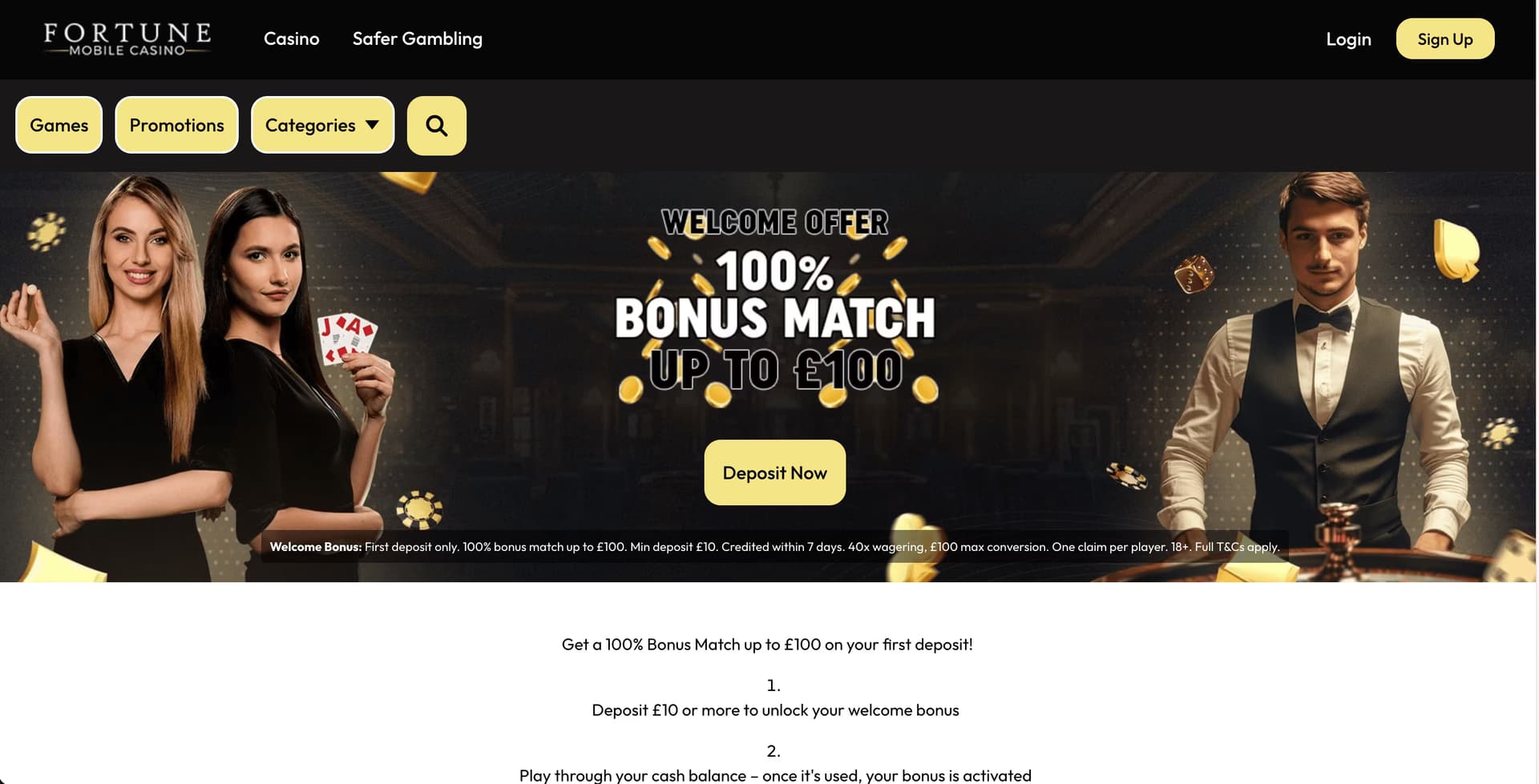 Fortune Mobile Casino Homepage