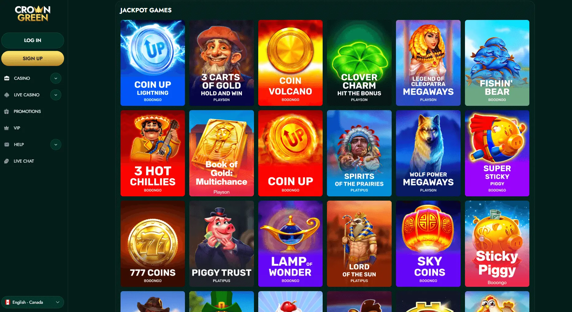 Crowngreen jackpot games