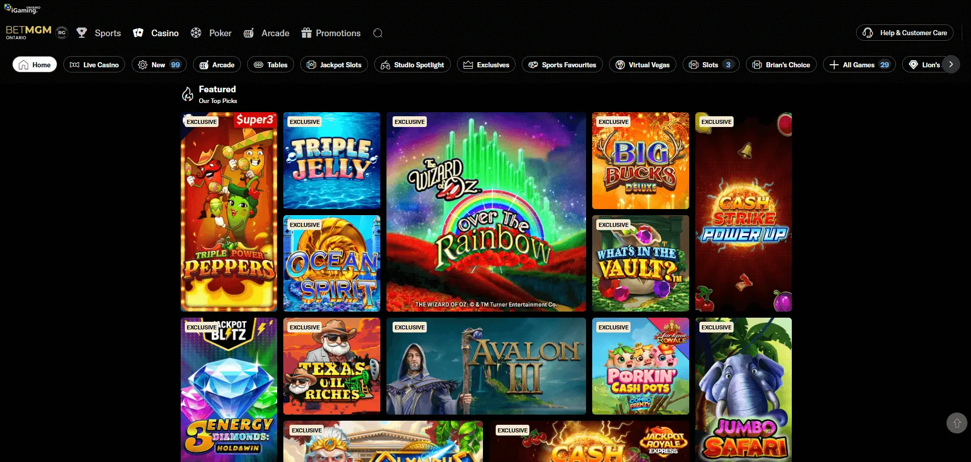 BetMGM Ontario Casino homepage.png