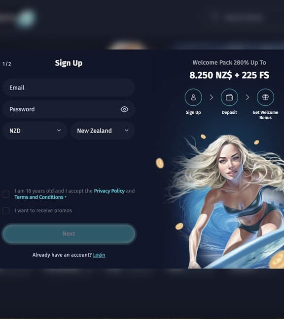 Surfplay registration step 3