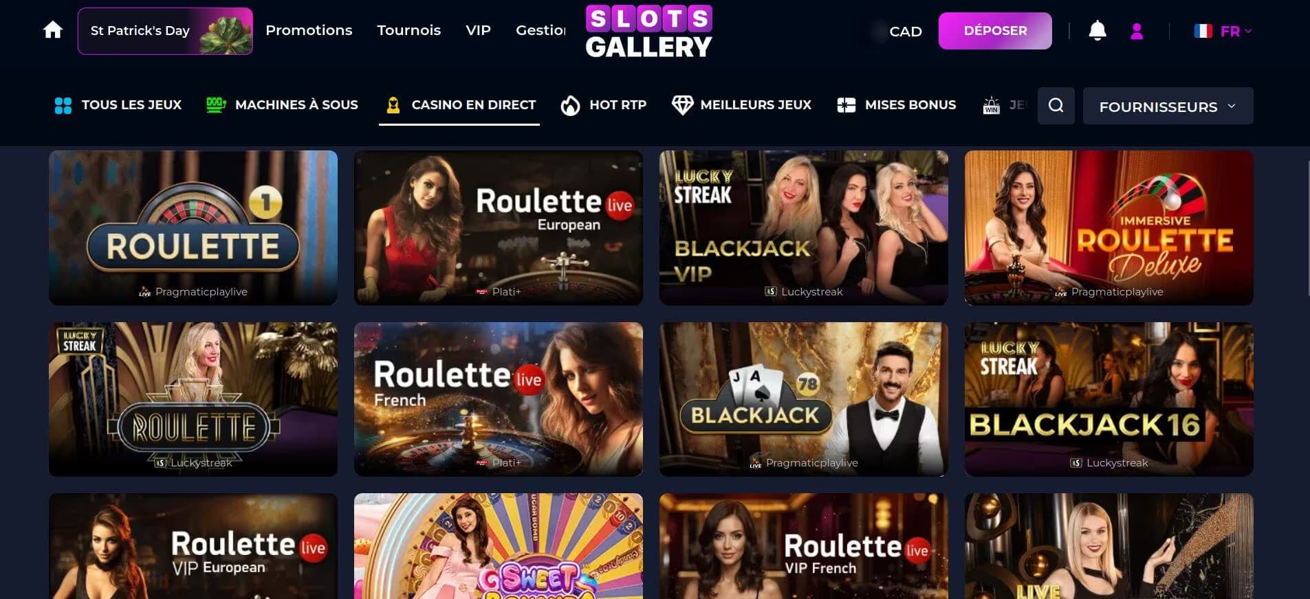 Slots Gallery live casino