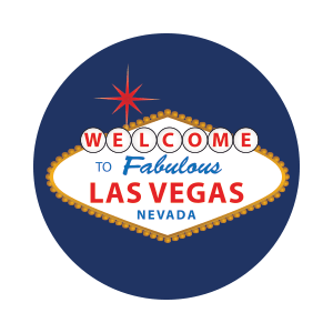 vegas sign on blue colored background